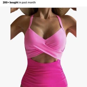 Chic Pink Twist-Front One Piece Swimsuit